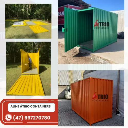 Container Módulo p/ Obra 3,00x2,20m | Piso Naval e Porta Cadeado