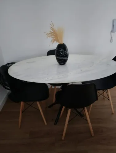 MESA DE JANTAR CONE OVAL - 160X90 CM Marmore Branco 