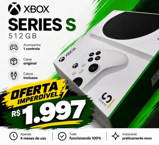 Xbox Series S 512GB - Impecável, 4 Meses de Uso | R$ 1.997