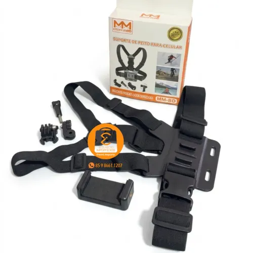 Suporte Esportivo para Peito, Celular e Câmera Ajustável, Peitoral Motociclista, Bike