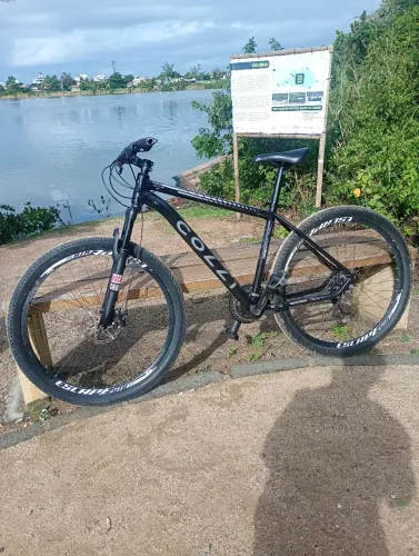 bike 29, suspensão com trava, freio a disco, quadro 21