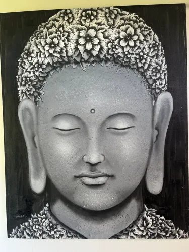 Quadro Buda Preto e Branco