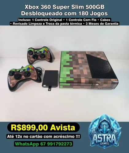 Xbox 360 SS 500GB Desblo.queado 200 Jogos !!!