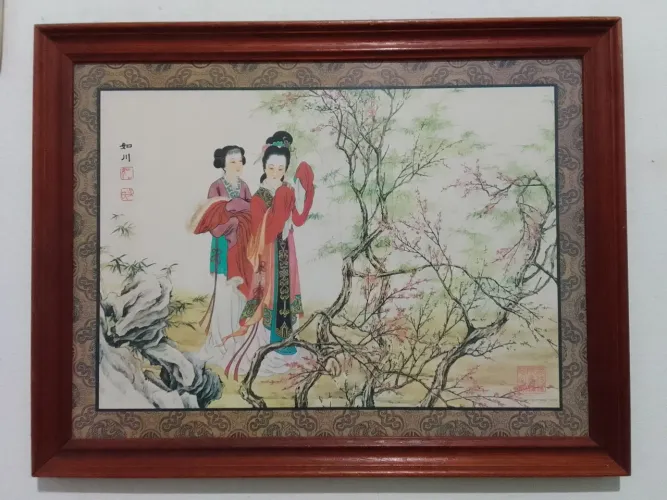 Quadro clássico Oriental Chinês - 45 × 34 cm com selo da tradições altas obras de arte