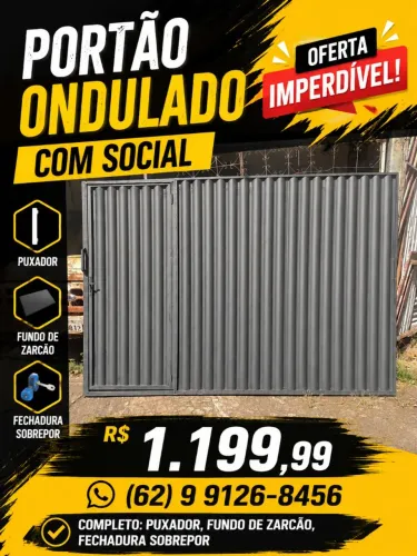 Portão ondulado com social