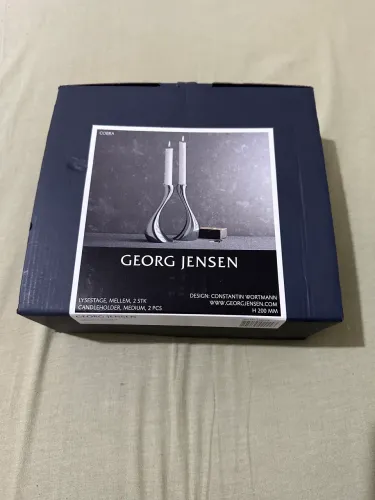 Par de Castiçais Georg Jensen Cobra 20cm Aço Inox - Novo na Caixa Original