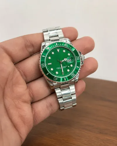 Relógio Masculino Verde e Prata