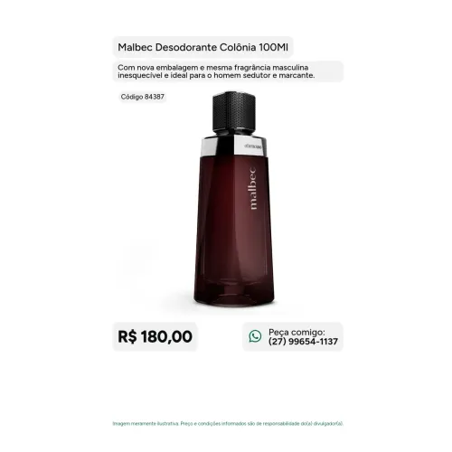 Malbec Desodorante Colônia 100ml - PROMOÇÃO