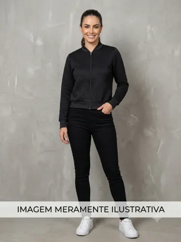 Jaqueta Bomber Feminina Matelassê Preta - Tamanho M