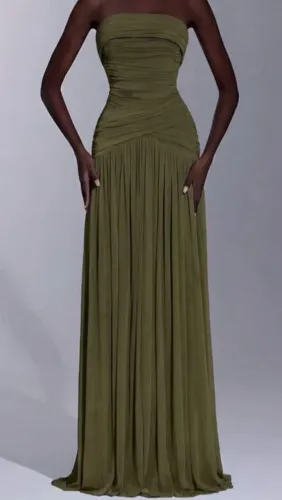 Vestido elegante - verde militar de alta elasticidade.
