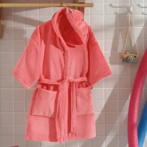 Roupão Infantil com capuz rosa- Dohler