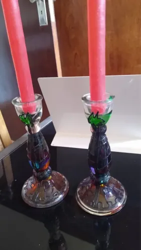 Conjunto castiçais vidro