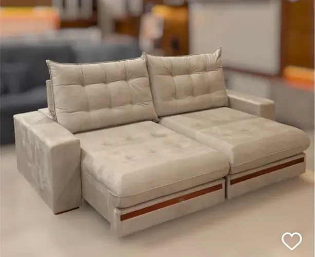 Sofa retratil e Reclinavel Monaco com detalhe em madeira com 2,30cm de largura