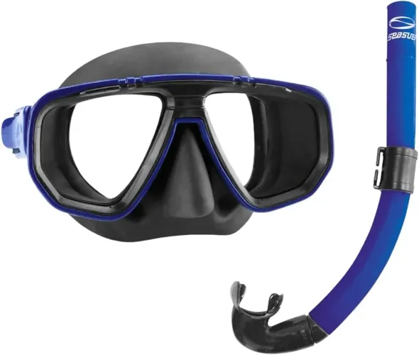 Kit Mergulho 2 Seasub Máscaras Siliprene e Snorkel Adultos Azul & Rosa