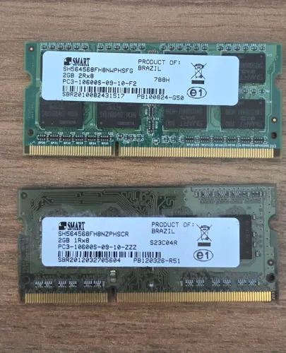 Memória notebook 4gb (2gb + 2gb) DDR3 PC3-10600S
