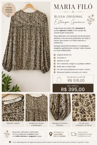 Blusa Maria Filó Original - Estampa Gerânio