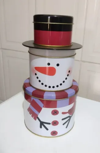 Lata decorativa Boneco de Neve