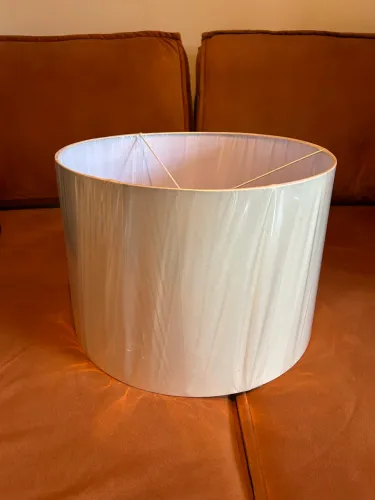Cúpula Cilíndrica De Tecido Bege 40x40x26cm Abajur o Luminaria pendente