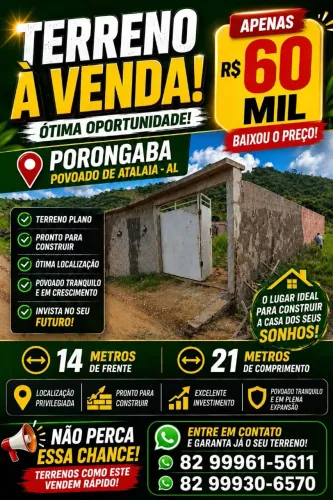 VENDO TERRENO POVOADO DE ATALAIA