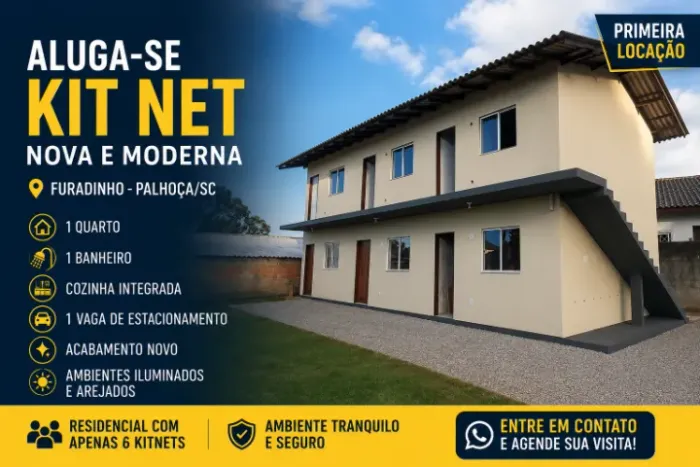  KITNET NOVA, Furadinho | Palhoça/SC - 1ª LOCAÇÃO: individual ou casal.