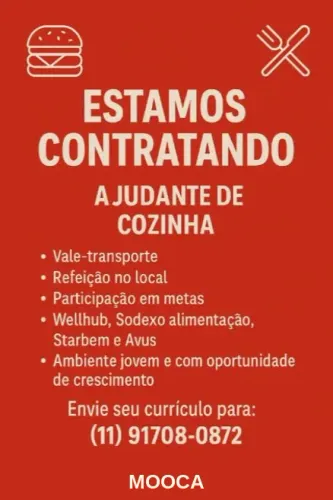 Ajudante de cozinha - Hamburgueria Mooca