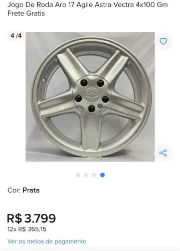 Jogo Roda aro 17" 4x100 Vectra