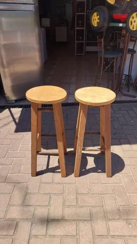 Conjunto de Banquetas Altas de Madeira 2 Unidades