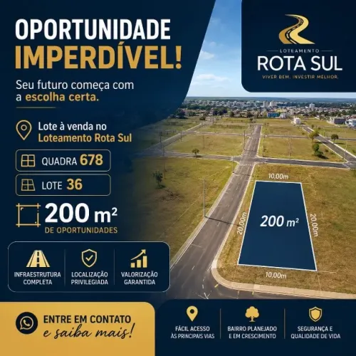 Lote de 200m2, Rota Sul