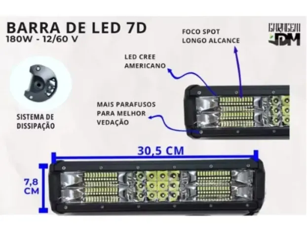 Barra de farol com 60 leds 180W. 
