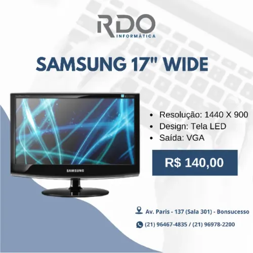 Monitor Samsung 17" Wide LED 1440x900 VGA - Monitor barato