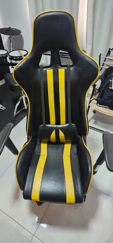 Cadeira Gamer Ergonômica Reclinável + Almofada Lombar e Apoio de Pés