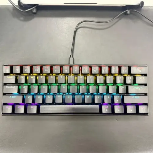 TECLADO MECÂNICO GAMER K61 - 61 TECLAS | RGB | COMPACTO | USB COM FIO
