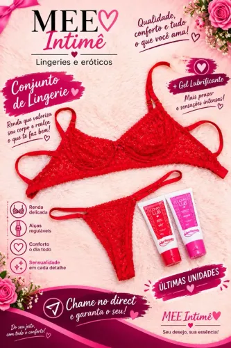 Conjunto de lingerie em renda vermelha