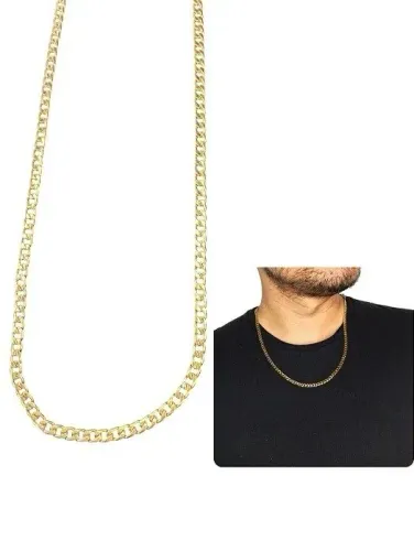 CORRENTE GRUMET 3MM - MOEDA ANTIGA - BANHADO A OURO 18K