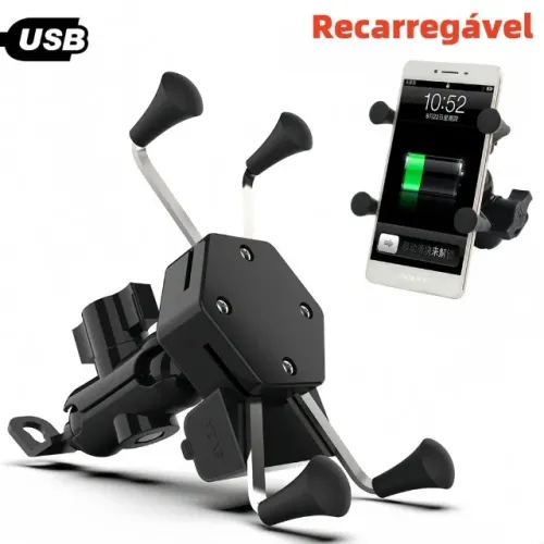 Suporte De Celular GPS Para Moto Com Carregador USB Compatível com 12-24V Para 3.5 -6