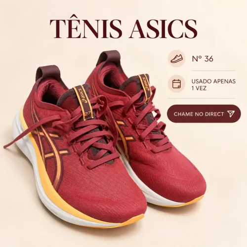 Tênis ASICS de corrida vinho, nº 36 - usado apenas 1 vez