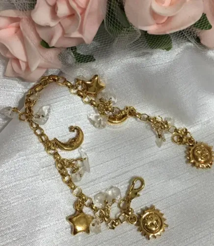 PULSEIRA CHAPEADA A OURO COM PEDRINHAS 18CM 