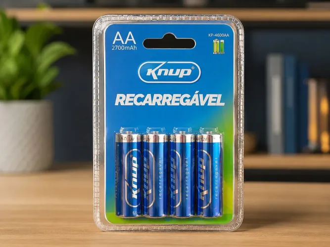 Kit 4 Pilhas Recarregáveis AA 2700mAh 1,2V