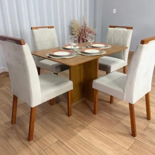 Mesa de Jantar Salinas 1.20×0.80 s/Vidro c/4 Cadeiras Entrega Rápida