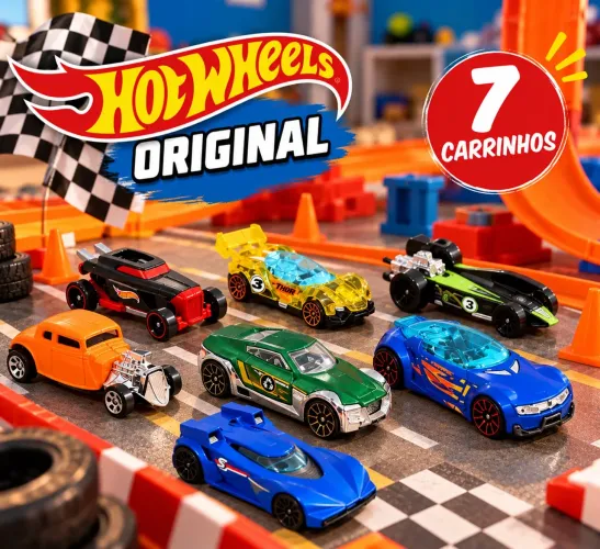 Kit com 7 Carrinhos de Brinquedo Hot Wheels Usados