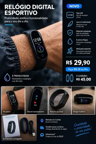 Relógio Digital LED Esportivo - Novo