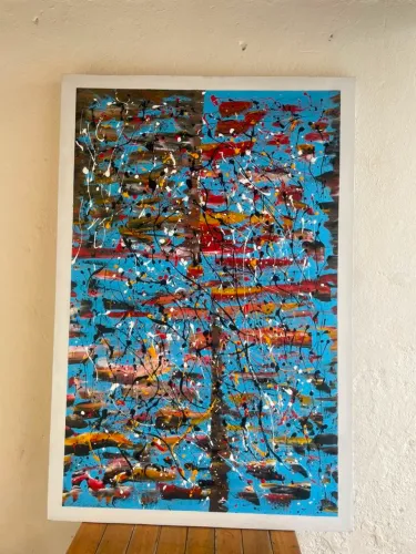 Quadro abstrato óleo sobre tela grande 1.50m X 1.00m