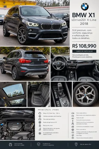 BMW X1 Sdrive 20I X-line 2.0 TB Active Flex 2018