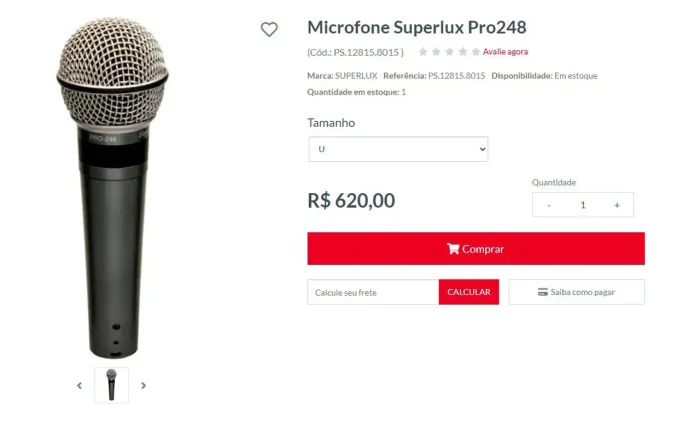 Microfone Profissional Superlux Supercardióide