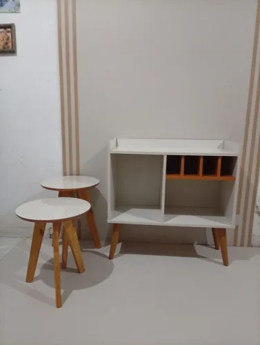 Aparador Adega Retrô com mesinhas laterais