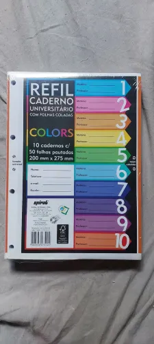 Refil para fichário caderno universitário 500 folhas