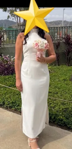 Vestido e buquê casamento civil TAMANHO M