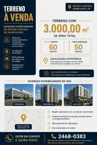 TERRENO NA REGIÃO CENTRAL DE GUARULHOS