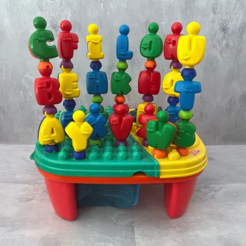 Mesa atividades bloco de montar educativo alfabeto fisher price pop onz vintage lego