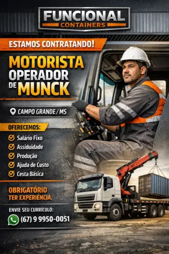 Contrata-se Motorista Operador Munck